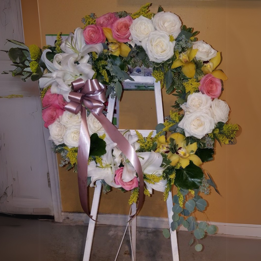Circle of Life cat funeral standing spray $205 $255 $300