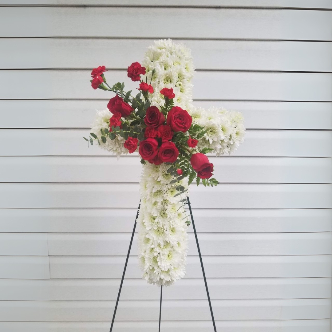 Peaceful Cross Standing Spray cat Sympathy standing Spray $265$300$350